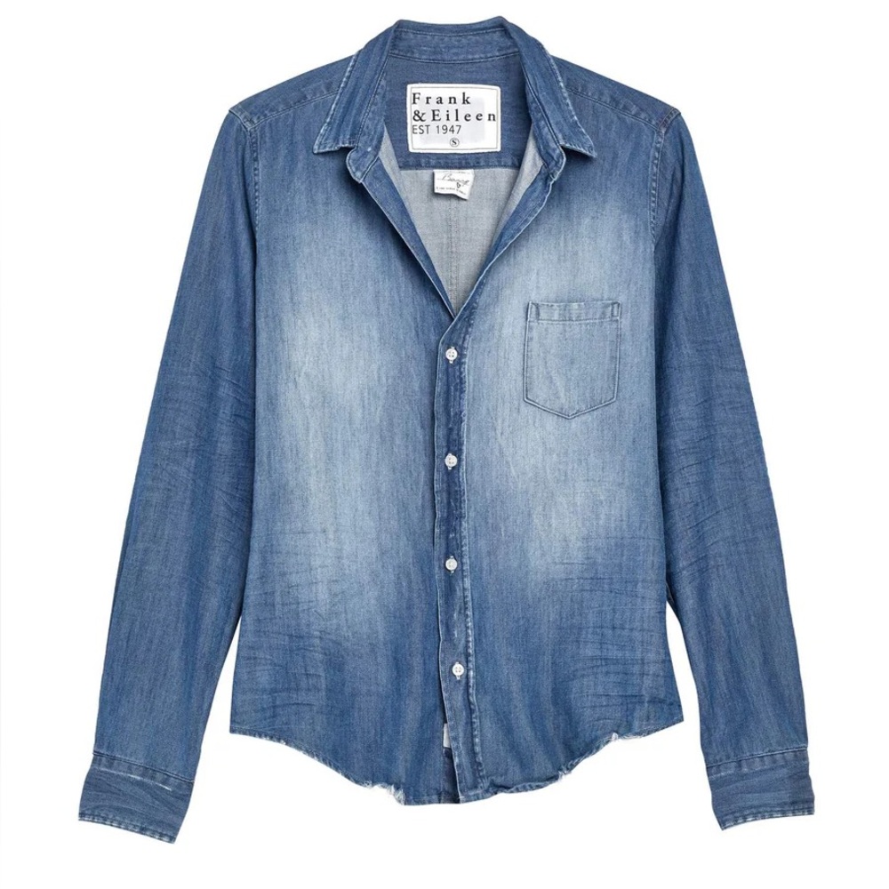 Frank & Eileen Barry Denim Button Up in Distressed Vintage Wash - Picture 9 of 9